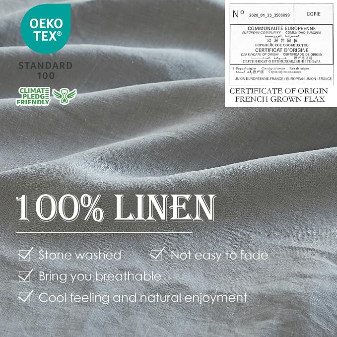 Simple&Opulence 100% Linen Duvet Cover Set 2pcs Basic Style Natural French - Image 2