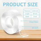 Heavy Duty Double Sided Tape, 2 x 80 in, 1 Pack | Removable washable nano gel - Image 2