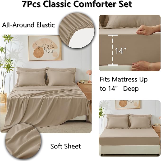 CozyLux Full Size Comforter Sets Taupe - Image 5