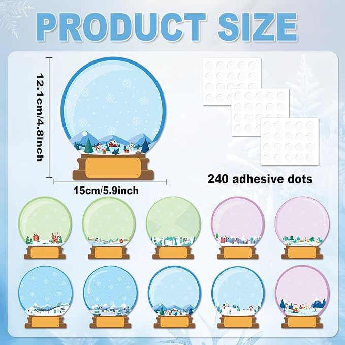 60pcs Winter Theme DIY Cutouts Snow Globe Bulletin Board Decoration Set - Image 2