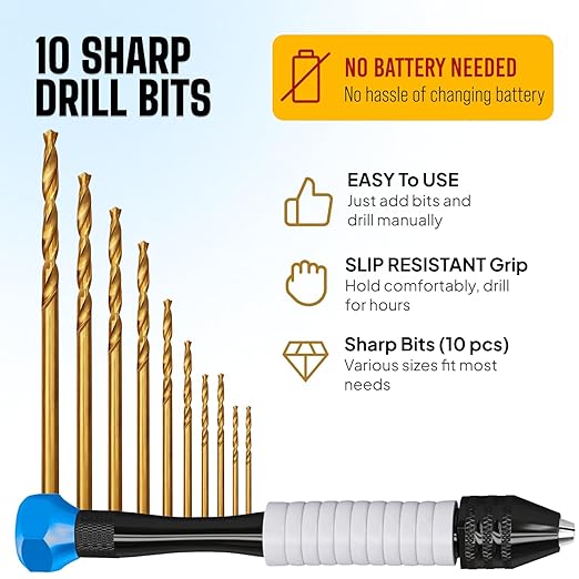 Jewelry Hand Drill Pin Vise, Micro Drill Bits Set - Image 2