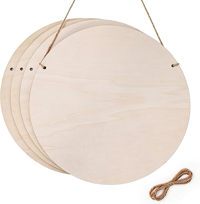 14 Inch Wood Circles for Crafts, 1/4" Thick 4 Pack 5-ply Poplar | Unfinished by Unknown
