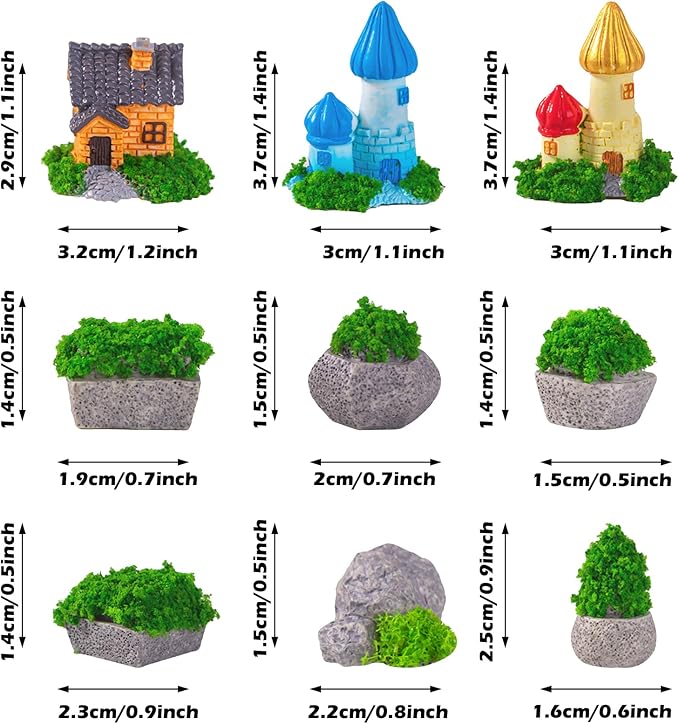 Cayway 53 PCS Fairy Garden Accessories Outdoor, Mini Model Tree Lawn House - Image 3