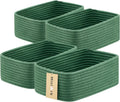 Small Storage Baskets for Organizing | Closet Organizer Bins | Shelf Toy Basket | Woven Rope Baskets | Cube Decorative Box | Shallow Basket | 11.5x7.5x4.7” | 4 Packs Green