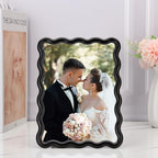 5x7'' Black Heavy Duty Photo Frame, Unique Wave Design High-End Zinc Alloy - Image 2