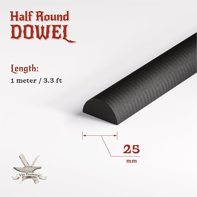 The Foamory's No Waste Half Round EVA Foam Dowel. 5-25mm x 1M High-Density - Image 2