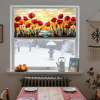 IVN Stained Glass Window Film 39.3x17.7 inch Poppy Flowers Window Privacy Film - Image 8
