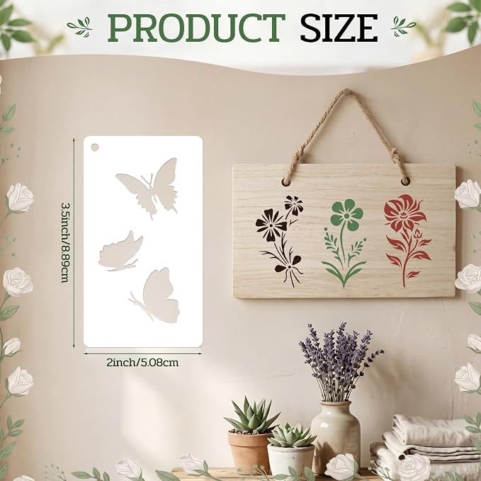 Marspark 66 Pcs Small Stencils for Crafts Reusable 3 Inch Stencils for Painting - Image 3