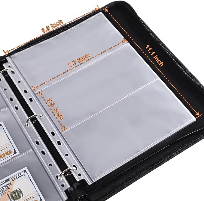 Cash Album with 180 Pockets – WITHYU Expandable 3-Ring Binder Currency - Image 4