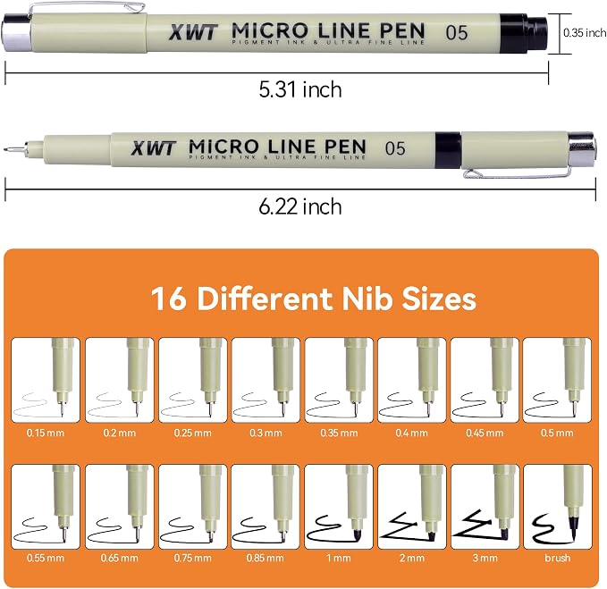 16pcs Fineliner Micro Drawing Art Pens, Watercolor, Calligraphy, and Detail - Image 8