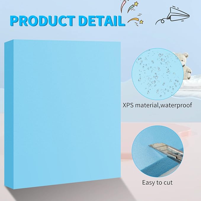 LuckyFoam Blue 5 Pack 15x12x1.5 inch Foam Sheets 1.5 Inch Thick | Polystyrene - Image 4
