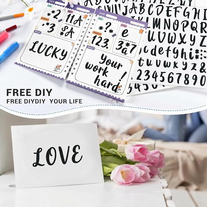 Outus 576 Pcs 8 Sheets Letters Stickers Vinyl Alphabet Number Decals Back to - Image 4
