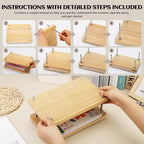 JUPEAN Book Press—7.9”x11.6” Wooden Book Binding Press Bookbinding Kit Flower - Image 8