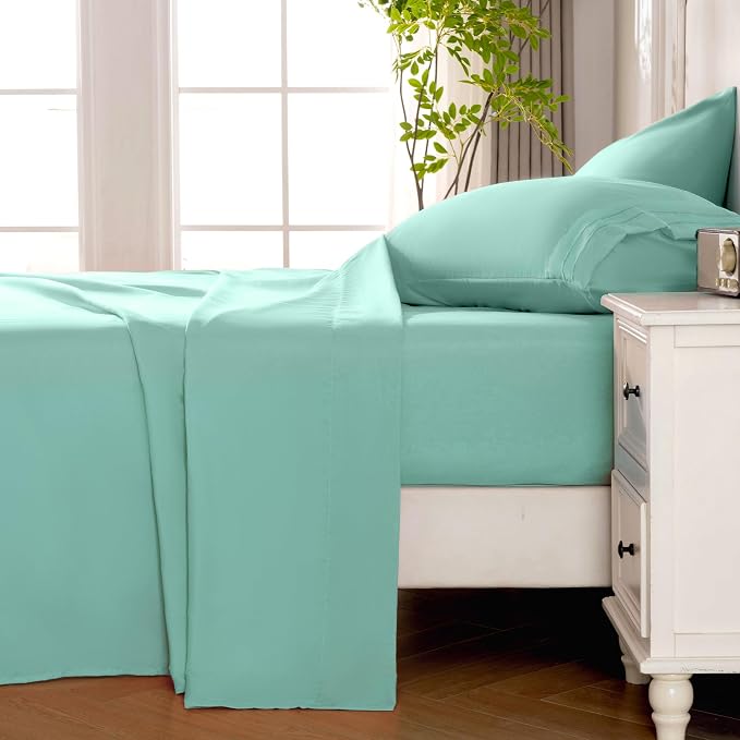 ROSE&RISY Light Green Twin Sheet Set, 3 Pieces Soft Bedding Sheet Set, - Image 3