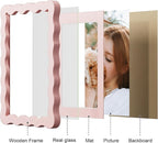 5x7 Picture Frame with Mat for 4x6, Wavy Edge Wooden Real Glass Photo Frame for - Image 5