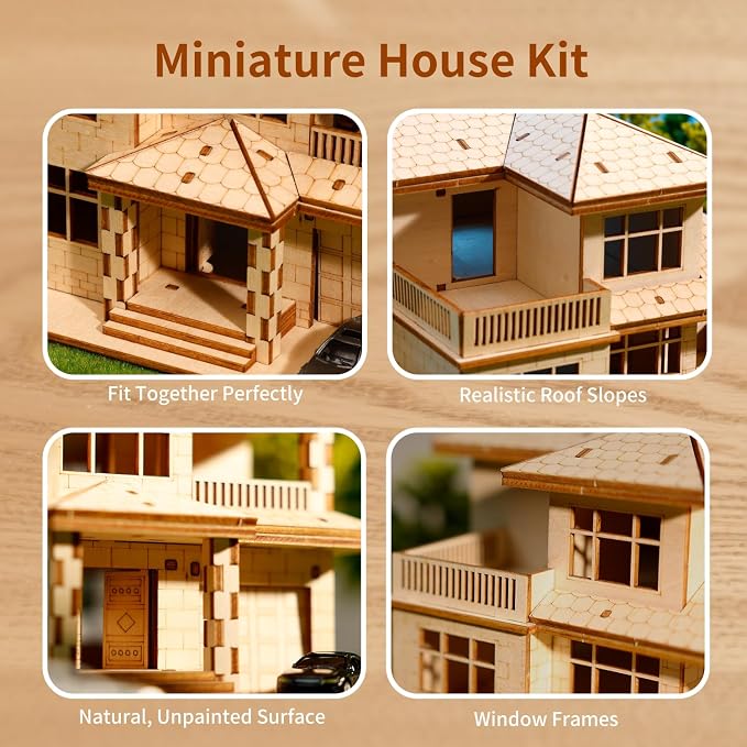 3D Wooden Puzzles for Adults, Miniature Villa Model Kit, DIY Wooden Craft for - Image 9