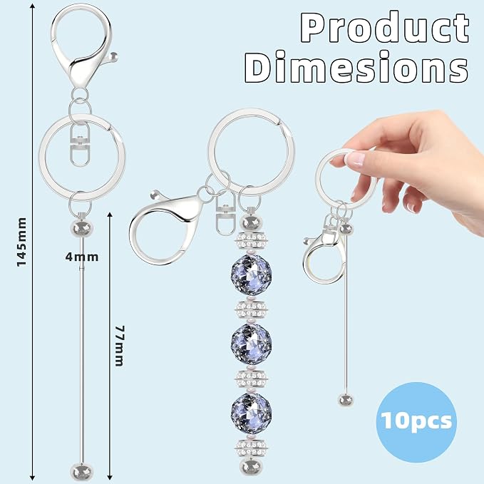 MLife 10 Pcs Beadable Keychain Bars & Blanks - Image 2