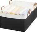 StorageWorks Storage Bins, Fabric Storage Bins for Shelves, Large Storage Baskets with Metal Frame, Closet Baskets and Bins with Handles, Black and White, 2-Pack
