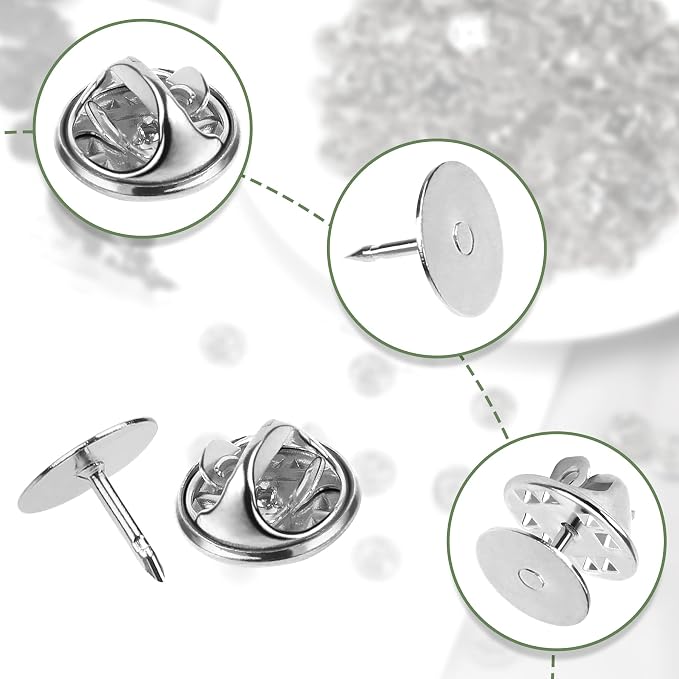 JANYUN 120 Pairs Butterfly Clutch Tie Tacks Metal Safty Secure Pin Back | Silver - Image 3