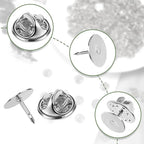 JANYUN 120 Pairs Butterfly Clutch Tie Tacks Metal Safty Secure Pin Back | Silver - Image 3