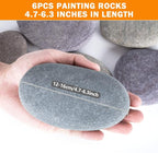 River Rocks for Painting 6 Pcs Extra Large 4.7-6.3 Inch Flat Smooth Painting - Image 2