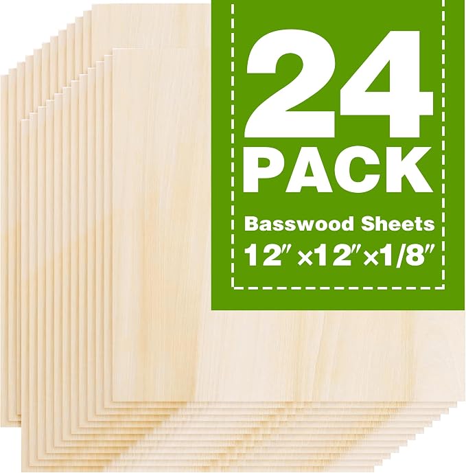 Basswood Sheets 12"x12"x1/8", 3mm Basswood by Unknown
