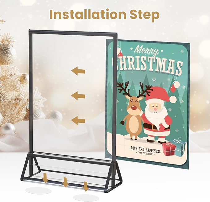 Acrylic Sign Holder 5X7 Double-Sided Black Picture Frame -6 Pack | Acrylic - Image 4