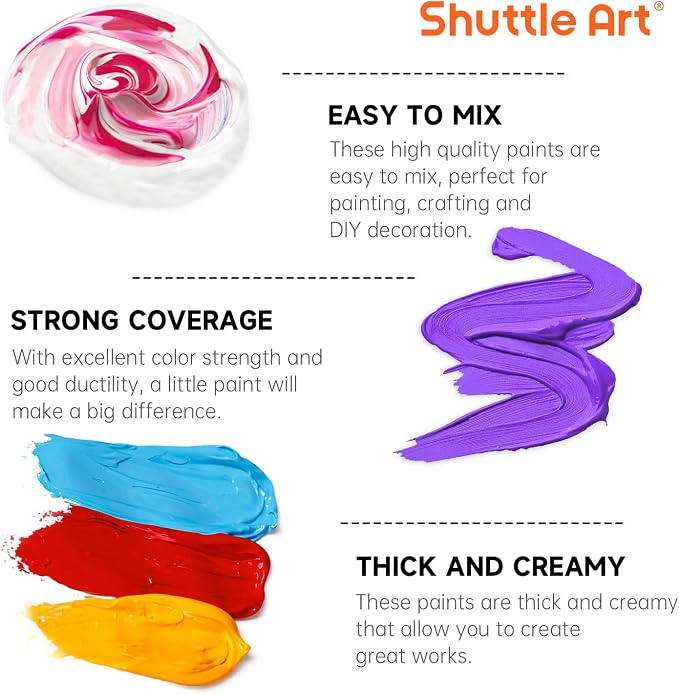 Shuttle Art 12 Colors Acrylic Paint, 250ml/8.45oz Bottles Acrylic Paint Set - Image 5