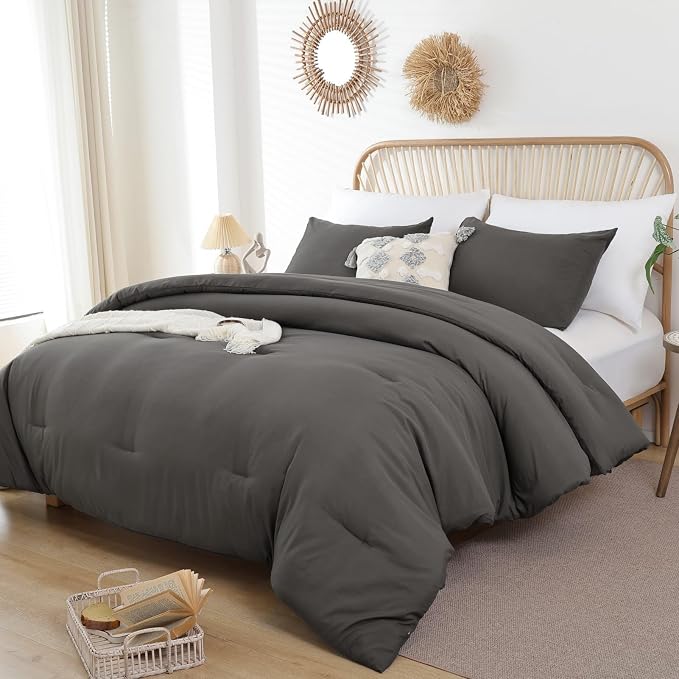 ROSGONIA Alaskan King Comforter 136x120, Charcoal Gray, 1 Extra Large King Size - Image 3