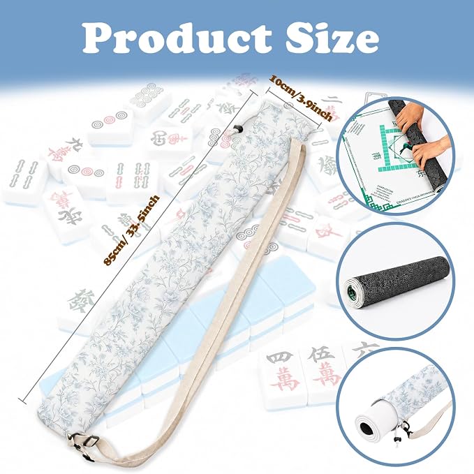 Blue and White Floral Toile Mahjong Mat Bag - Image 2