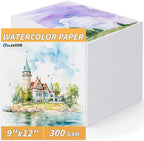 150 Sheets 100% Cotton Watercolor Paper Bulk -140LB/300GSM Art Paper-9 x 12 by Oleitodh