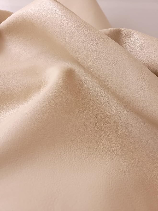 Bone Cream Faux Vegan Vegan Leather Synthetic Pleather 0.9 mm Madison 1 Yard 52 by NATLeathers