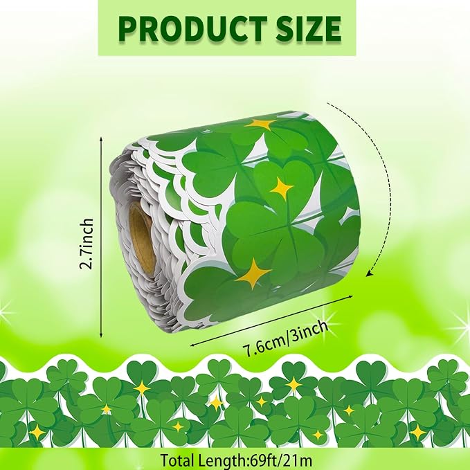 69Ft St. Patrick's Day Shamrock Bulletin Board Borders Irish Paper Bulletin - Image 2