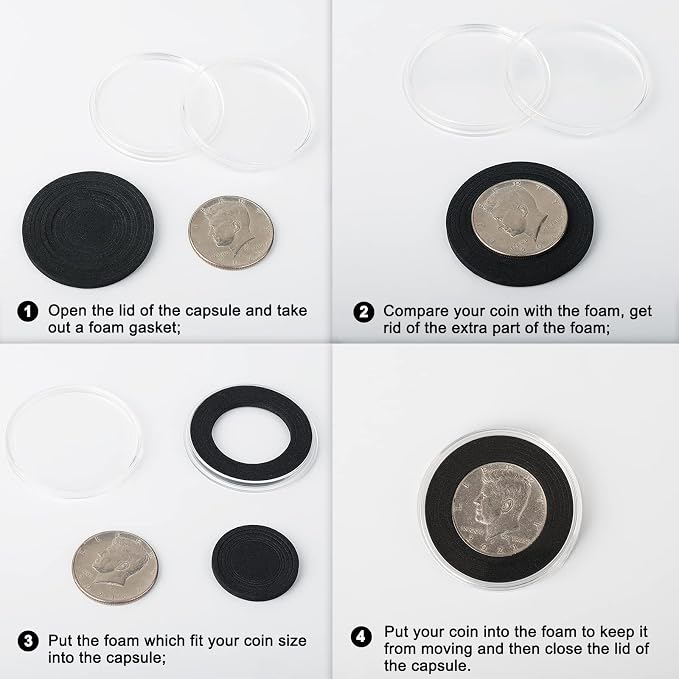 46mm Coin Capsules with Foam Gasket and Storage Organizer Box, Coin Storage - Image 7