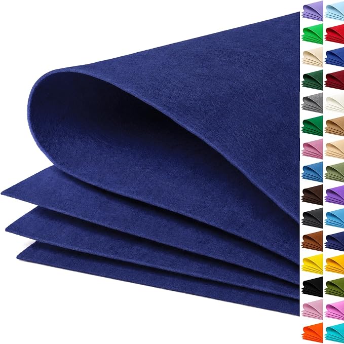 Navy Blue Large Felt Fabric 36" x 36", 1mm Stiff Felt Sheet, Nonwoven Fabric by ZANEXIR