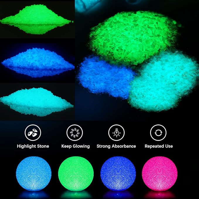 3 Box Glow in The Dark Crushed Glass Craft Glitter Fine - Image 8