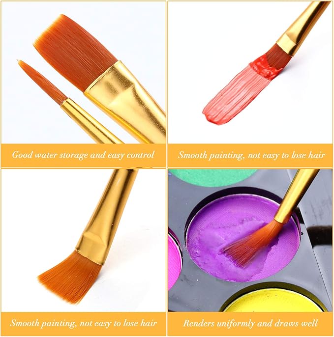Acrylic Paint Brush Set, 100 Packs / 1000 pcs Nylon Hair Brushes - Image 6