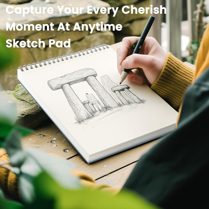 Cewei Drawing Pad 9x12, 100 Sheets Hardcover Spiral Bound, 68lb/100gsm White - Image 7