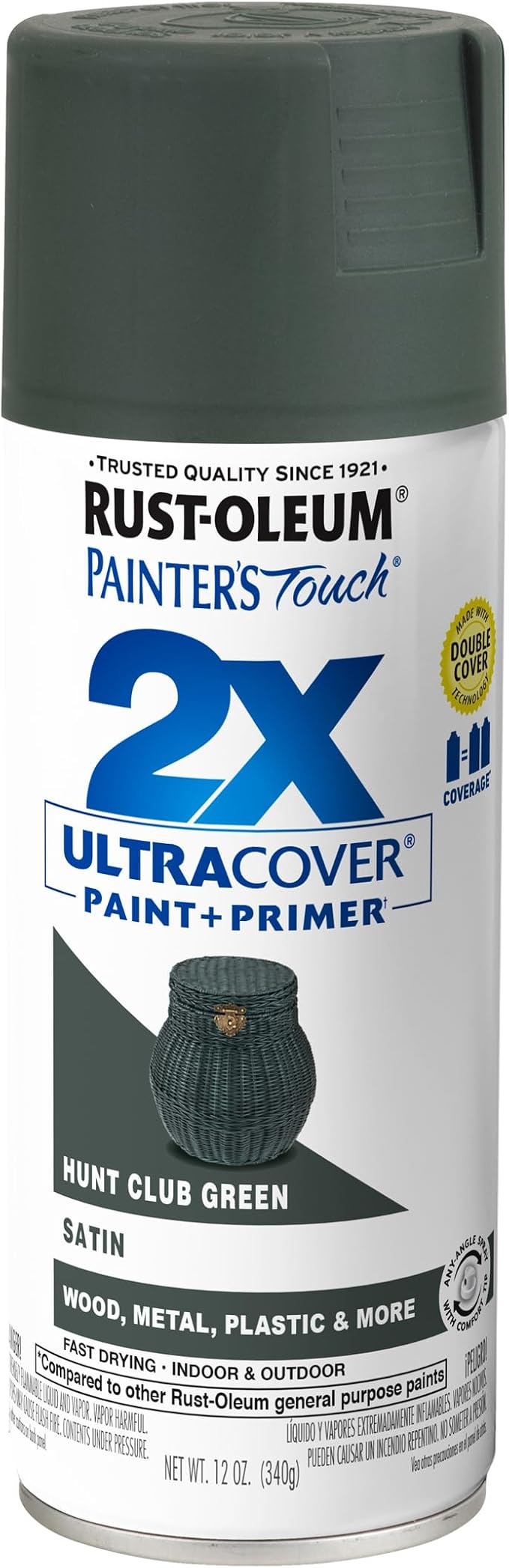 Rust-Oleum Painter's Touch 2X Spray Paint, Satin Hunt Club Green | Indoor and by Rust-Oleum