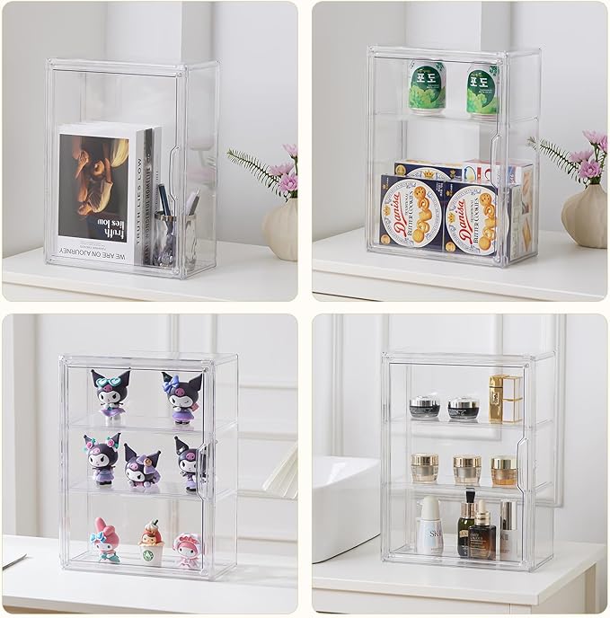 3 Tiers Clear Acrylic Display Case, Plastic Storage Bins - Image 5