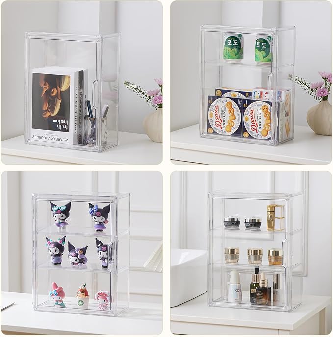 3 Tiers Clear Acrylic Display Case, Plastic Storage Bins - Image 4