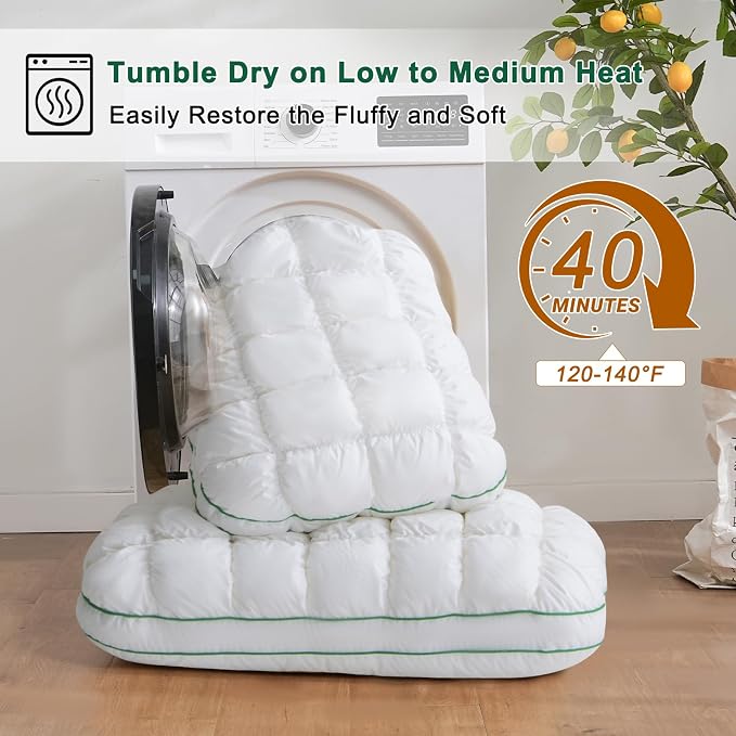YOUR MOON Fluffy Support Bed Pillow Queen Size Set of 2, Super Soft Premium - Image 8