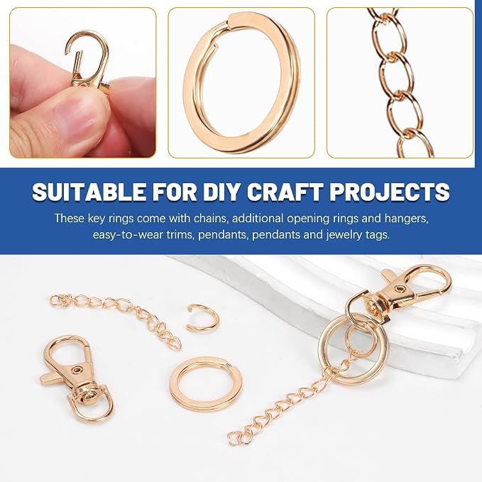 Glarks 125pcs Golden Keychain Making Kit, Keychain Craft Supplies Including Key - Image 4