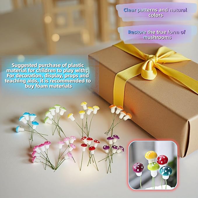 Enchanted Garden Miniature Mushroom Decorations, 40-Piece Resin Fairy Garden - Image 2