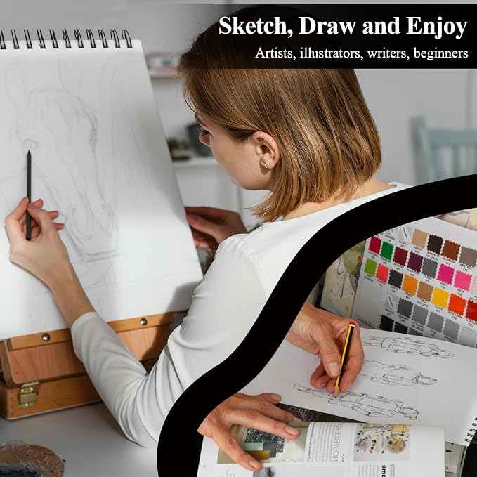 Sketch Book 8.5" x 11", 100 Sheets Hardcover Sketchbook, 68 lb /100 GSM Drawing - Image 8