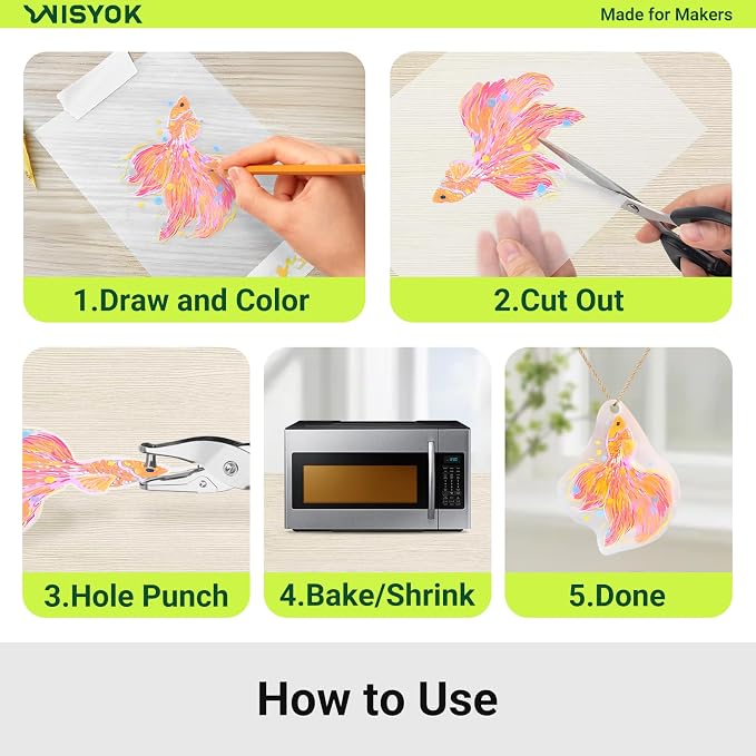 WISYOK 161Pcs Shrinky Film Kit, Shrink Plastic Sheets kit - Image 7