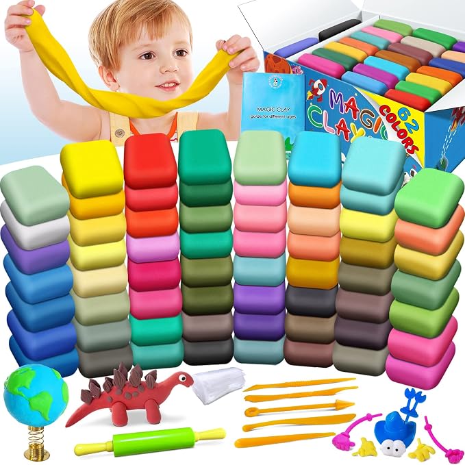 ESSENSON Modeling Clay Kit, 62 Colors, Age 3-12 | Air Dry Magic Clay, Sculpting by ESSENSON