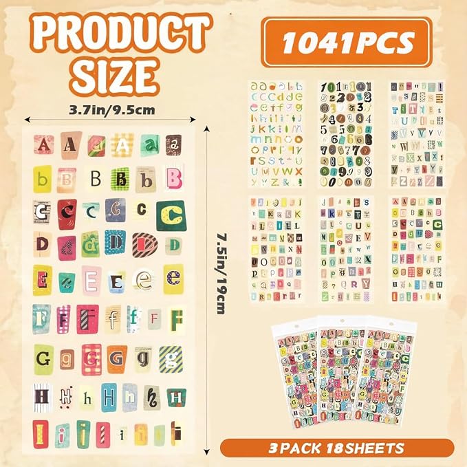 1041PCS Vintage Stickers, 18 Sheet Scrapbook Stickers Graffiti, Cute Vintage - Image 2