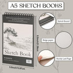 Jexine 40 Pcs 5.5'' x 8.5'' Top Spiral Bound Sketch Book 30 Sheet Each - Image 2