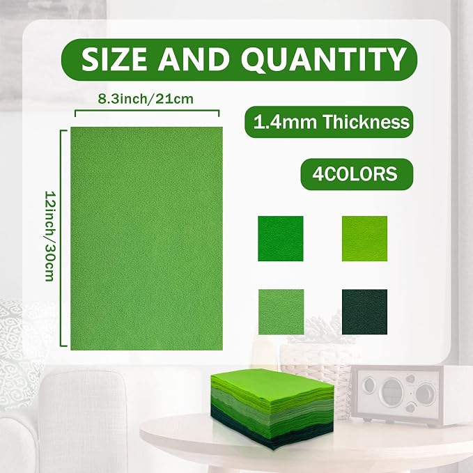 Jtnohx Soft Felt Sheets, 8x12 inches Assorted Craft Felt Fabric, 1.4mm Thick - Image 2